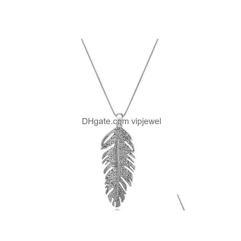 fashion love wings bohemian fashion feather leaf crystal pendant link chain necklace or earrins women valentines day gifts