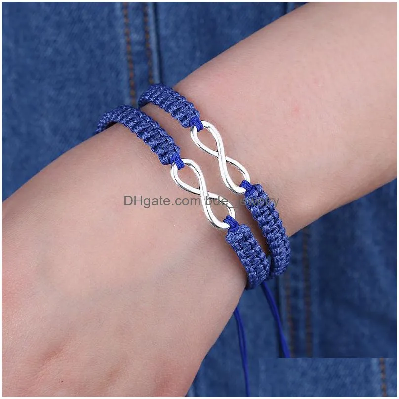 2pcs handmade infinity braided kit bracelet set friendship number charm love couple bracelet fashion jewelry