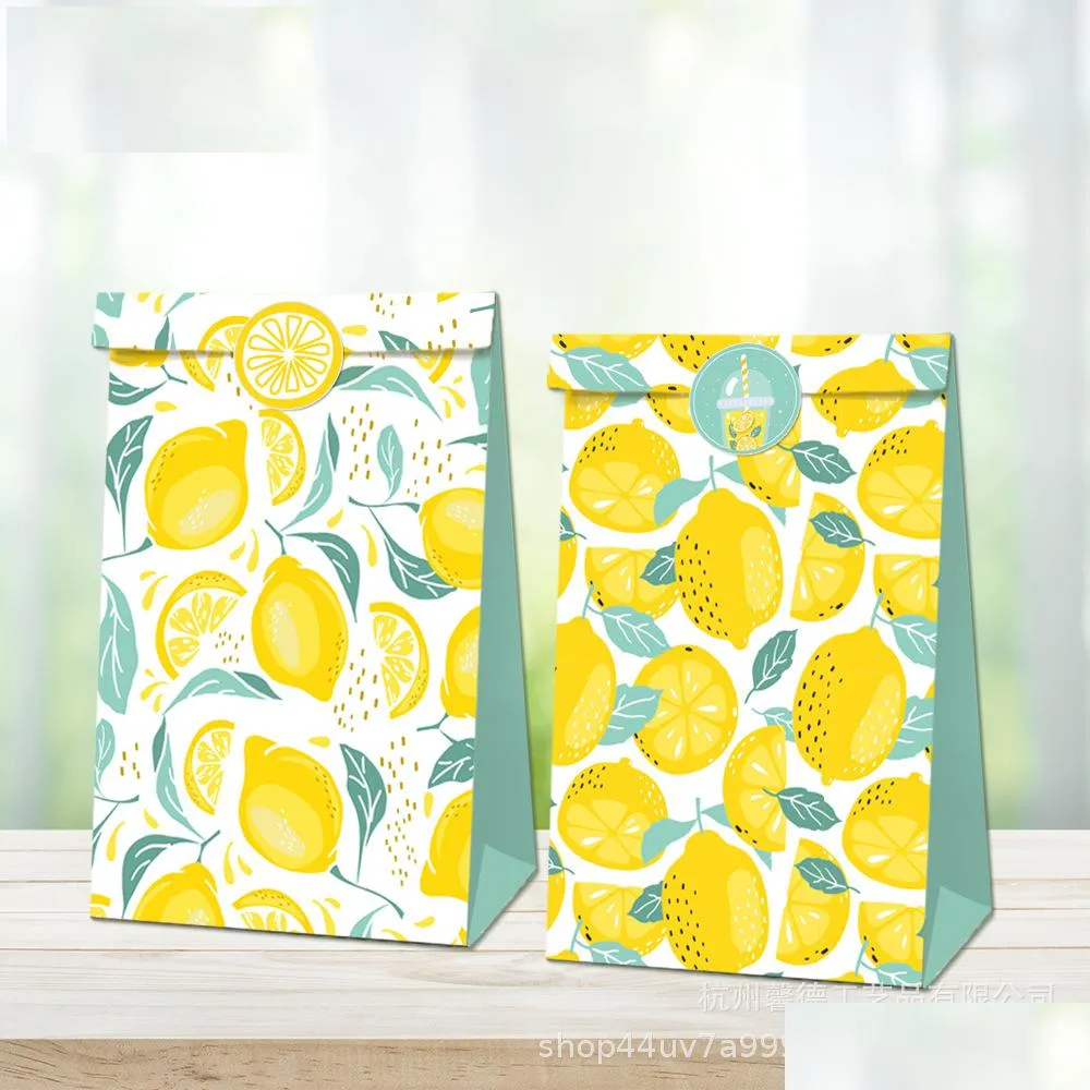 paper bag lemon hawaiian wedding party bag birthday party candy bag gift paper bag