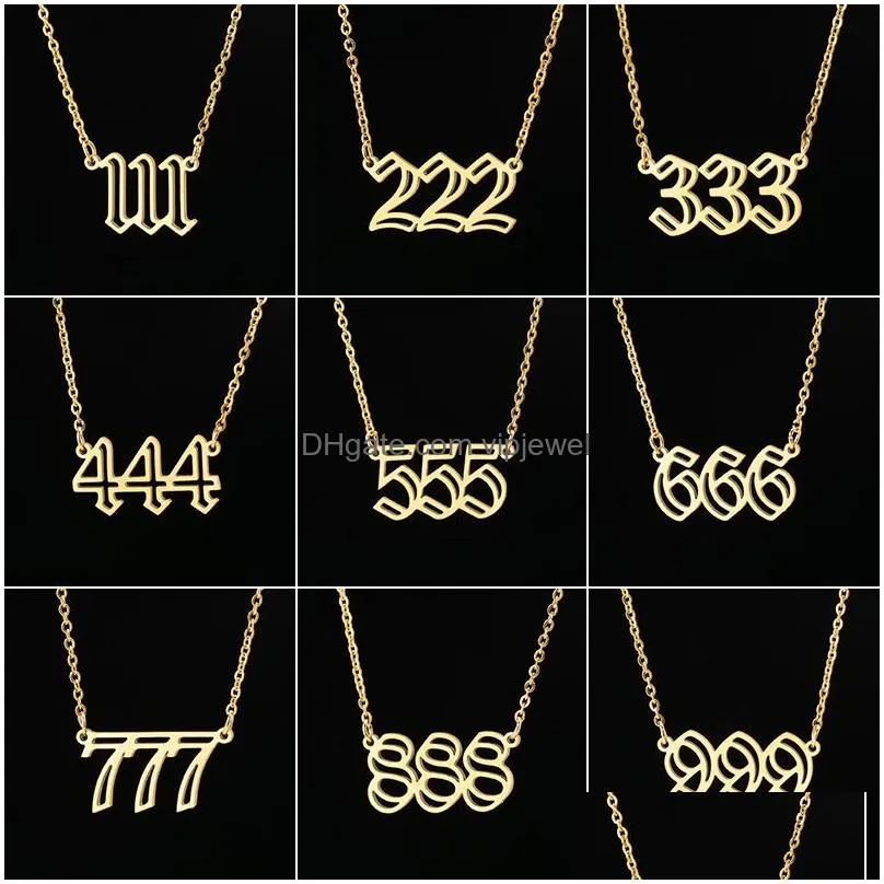 angel numbers pendants necklaces lucky 111999 stainless steel chain necklace numerology hollow out jewelry women gift valentines day
