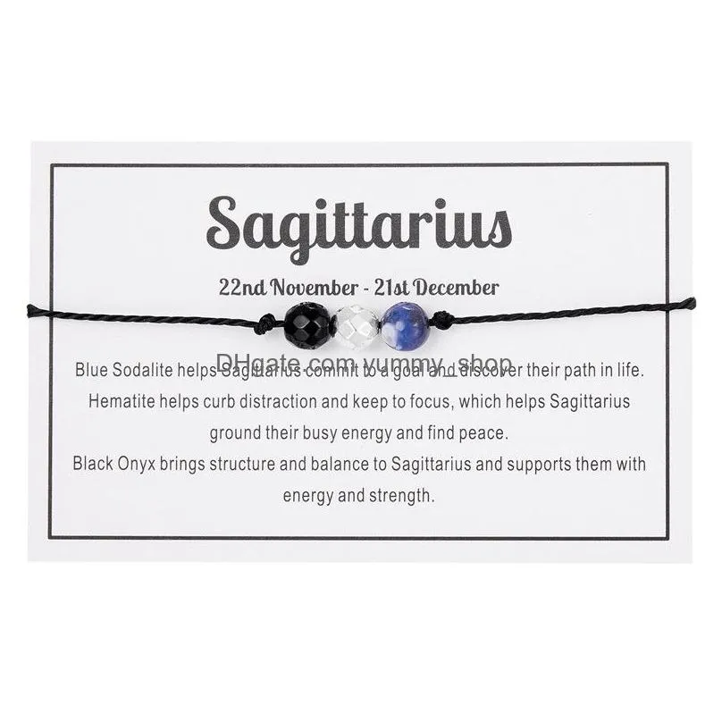 zodiac birthstone bracelet natural stone crystal jewelry for women/girls birthday gift