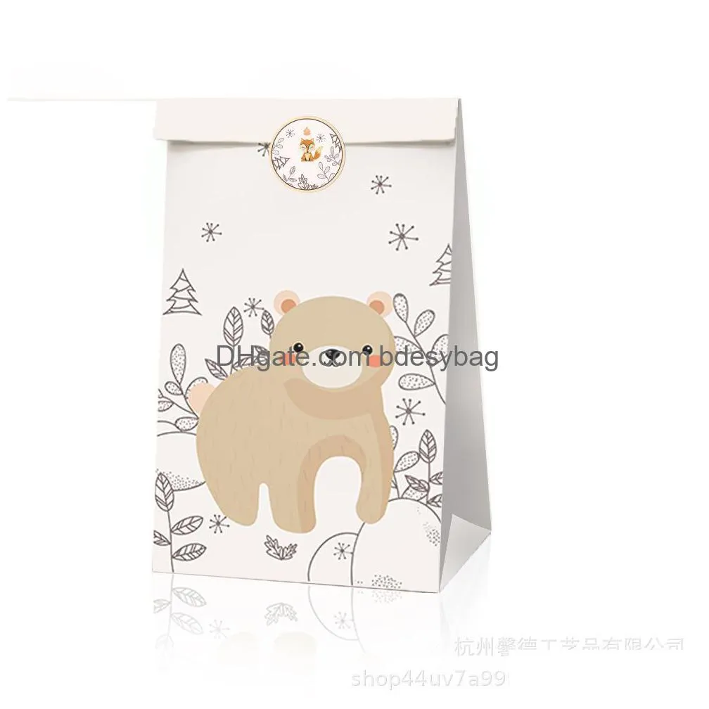 paper forest animal fox party bag birthday party candy bag gift paper bag22x12x8cm