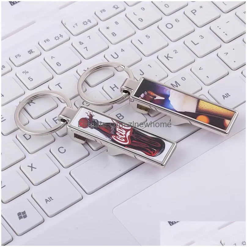 sublimation blank bottle opener favor metal ovalshaped keychain diy drink bottle shape corkscrew festival party supplies