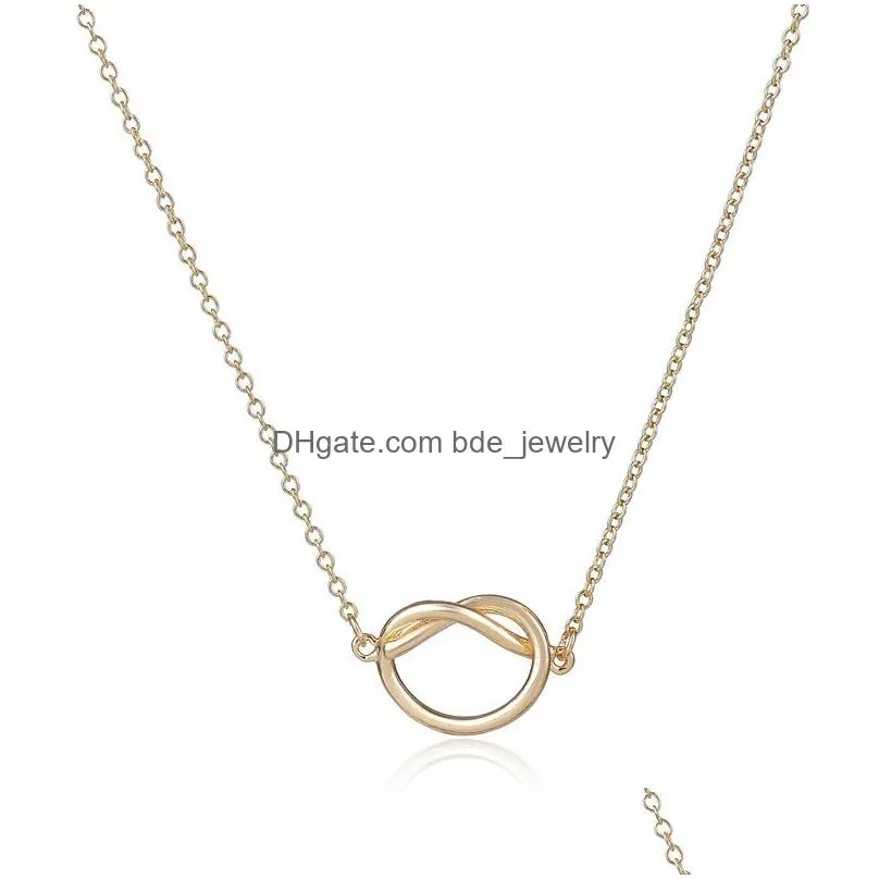 simple copper gold plated pendants necklaces infinity forever love heart knot necklace for women jewelry gift wholesale drop 