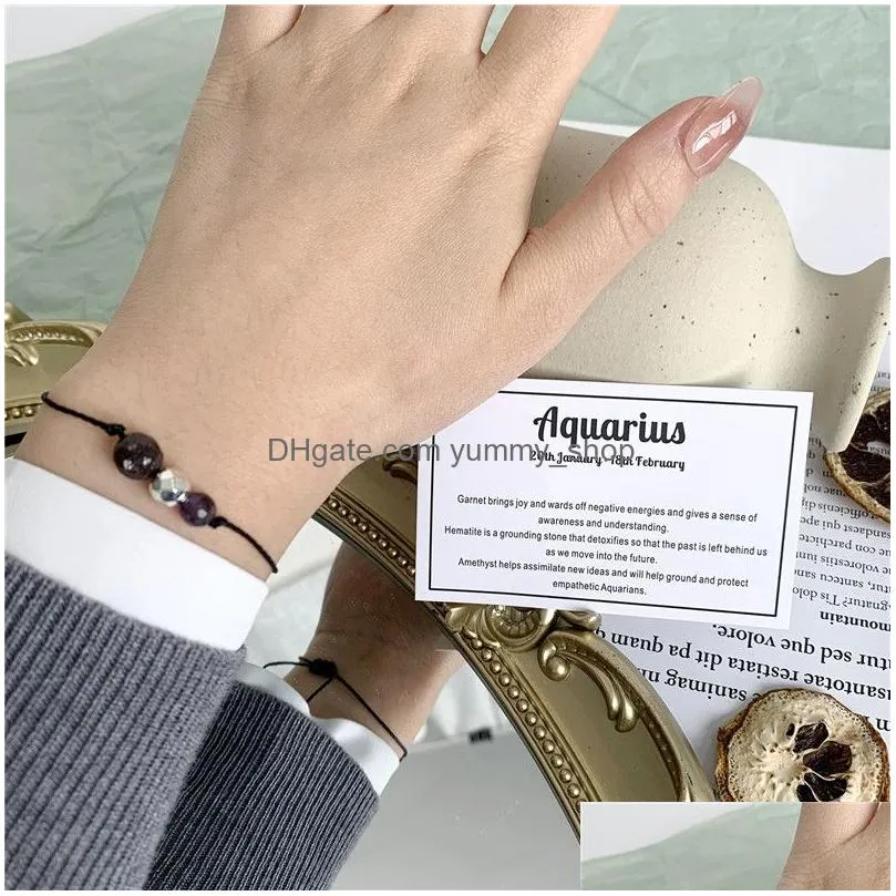 zodiac birthstone bracelet natural stone crystal jewelry for women/girls birthday gift