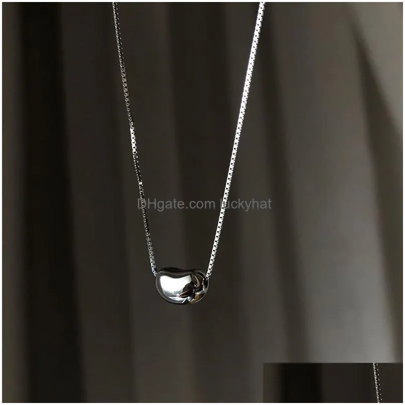 acacia pea bean pendant necklace for women fashion wedding party 925 sterling silver plating