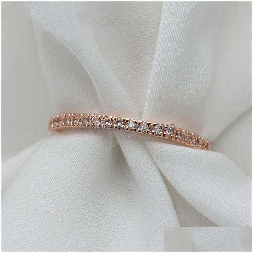 handmade zircon engagement rings for women 1.8mm wide tiny rose gold/silver/gold color wedding rings in copper wholesale jewelry gift