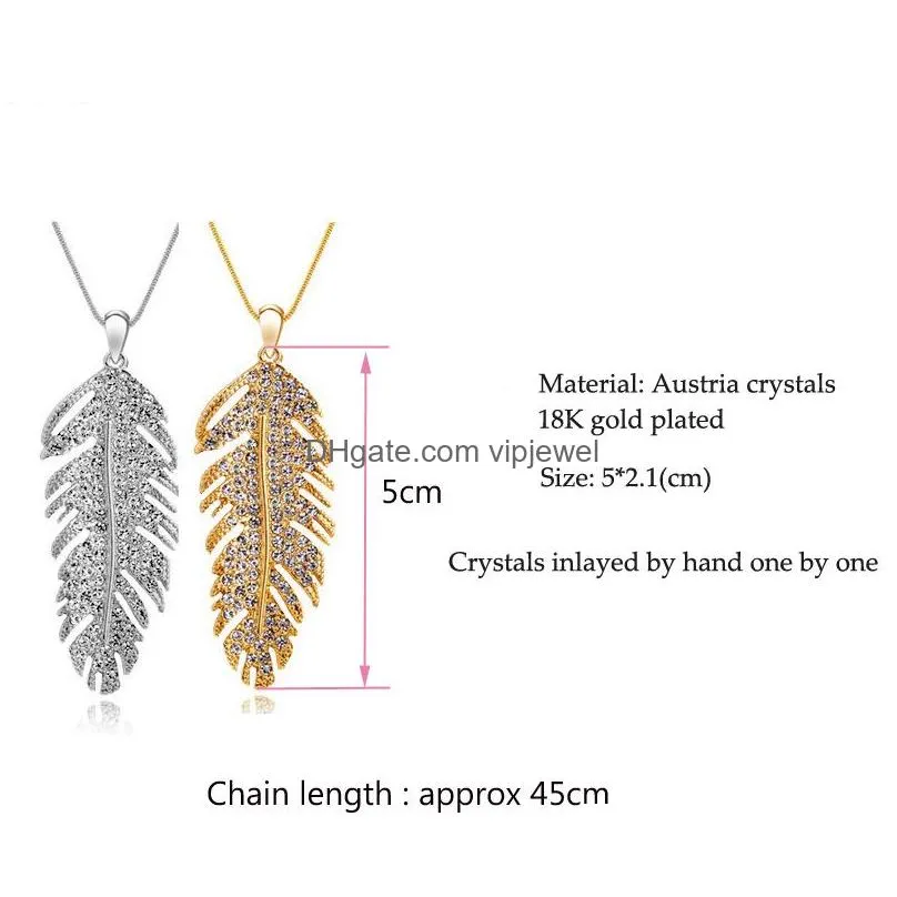 fashion love wings bohemian fashion feather leaf crystal pendant link chain necklace or earrins women valentines day gifts