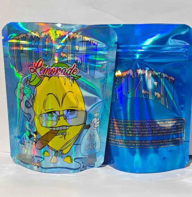 3.5g 0.125oz shiny smell proof mylar bags plastic bag packaging package blue  lemonnade limealatti zlurpee bubble dulce cake runty ca