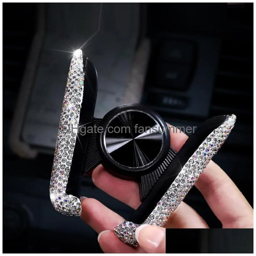 diamond inlay holder for phone in car air vent clip mount no magnetic mobile phones cell stand support smartphones