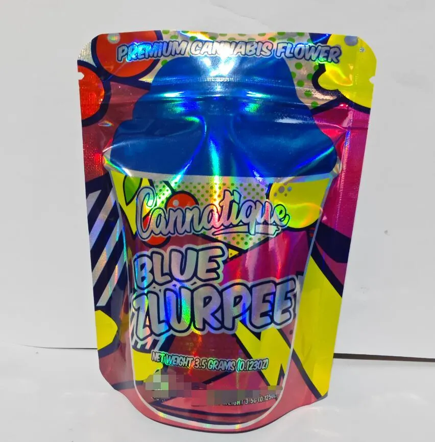 3.5g 0.125oz shiny mylar bags hologram bag packaging smell proof plastic backpackboyz runty blue limealatti zlurpee bubble dulce cake runty