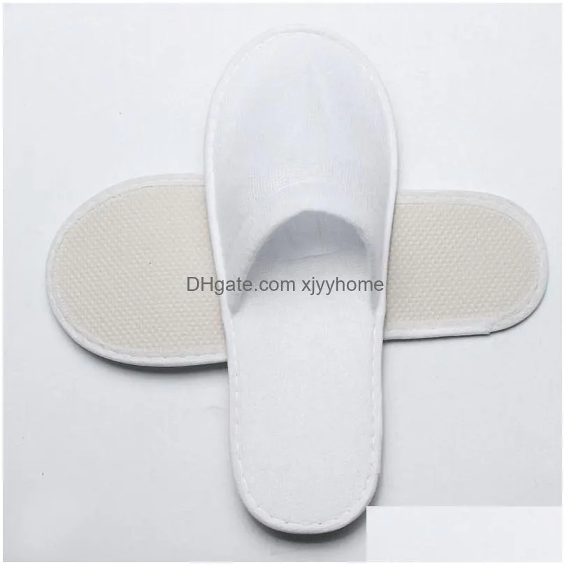 disposable white towelling closed toe travel hotel slippers spa shoes bathroom sets washroom shower bath accessories