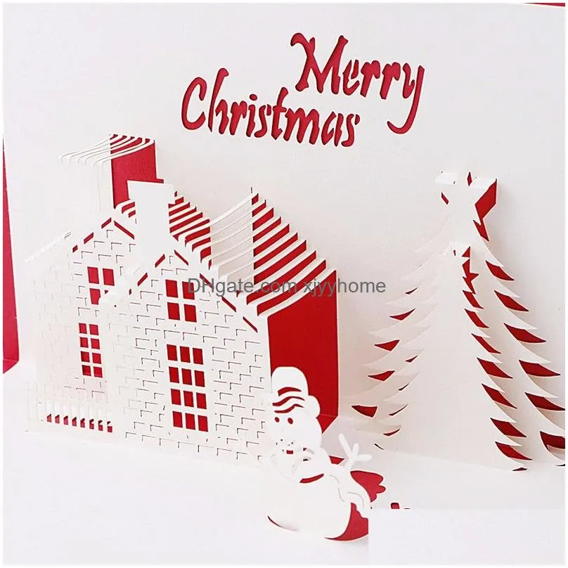 christmas cards 3d  up merry christmas series santas handmade custom greeting cards christmas gifts souvenirs postcards