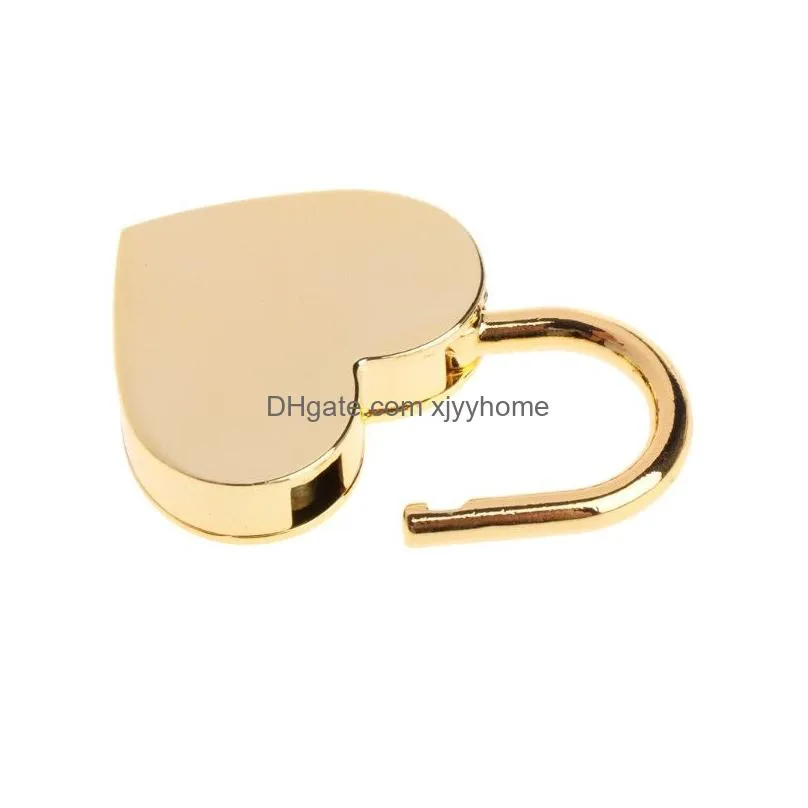 heart shape vintage metal mini padlock small bag suitcase luggage box diary book key lock with key