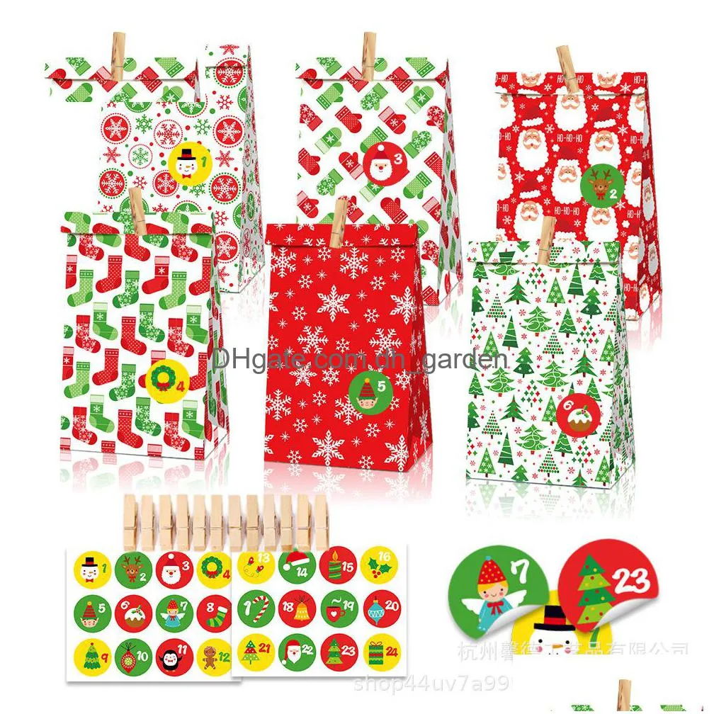 kraft paper oil paper christmas countdown candy fruit gift packaging
