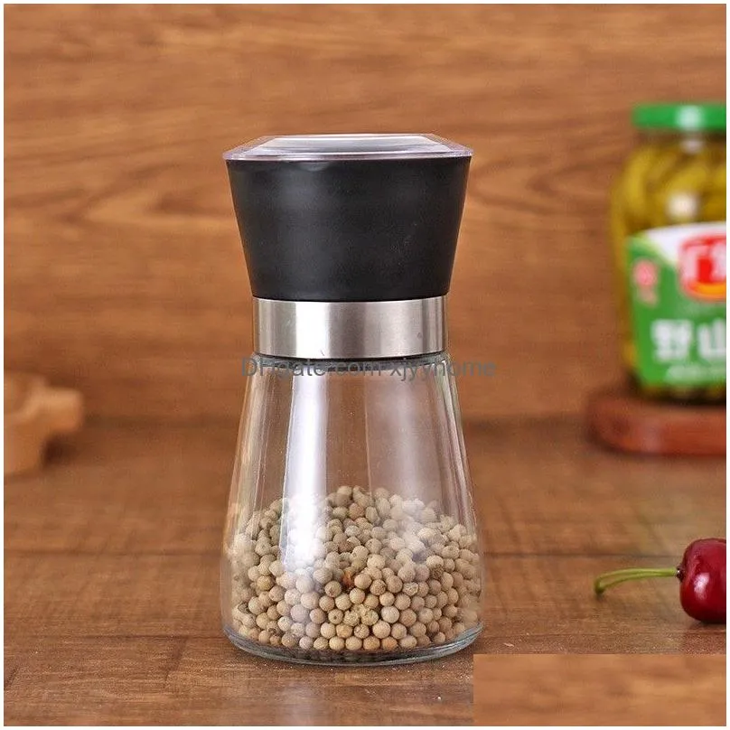 pepper grinder mill glass round bottle salt herb spice hand manual pepper mill cooking bbq seasoning mills kitchen tools