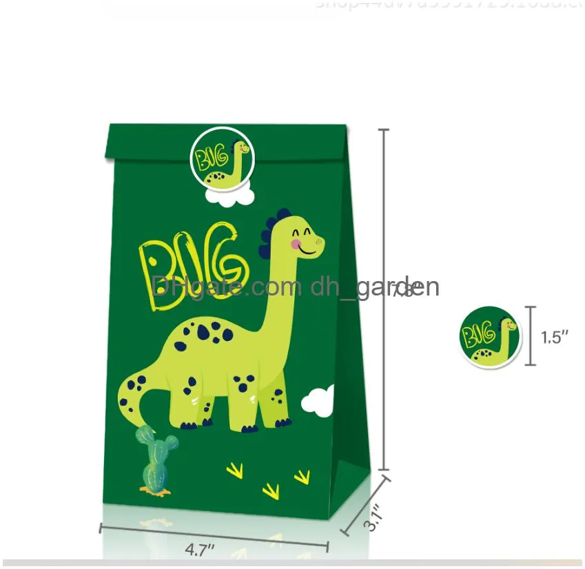 fullcolor cartoon cute dinosaurs water color printing candy peace fruit gift kraft paper bags