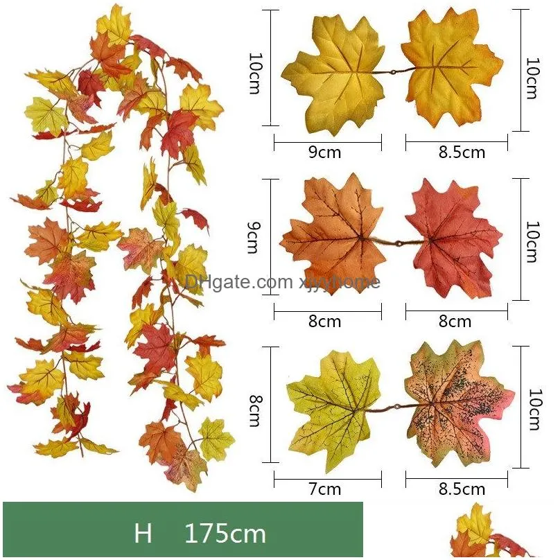 artificial maple leaf vine 180cm maple leaf rattan autumn yellow leaf hanging decoration halloween thanksgiving fake leaves