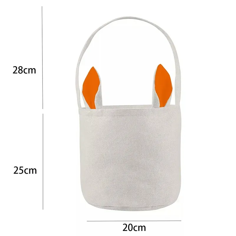 Party Gift Sublimation Blank Easter Bunny Basket Bags With Handle Carrying Gifts and Eggs Hunting Candy Bag Halloween Storage Rabbit Handbag Toys Bucket Tote