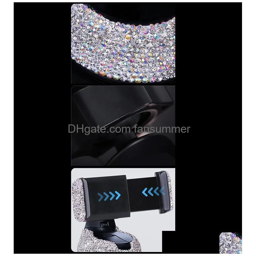  dhs diamond inlay universal car cellphone holder bracket windshield mobile phone mount smartphone stand fori phones samsungs