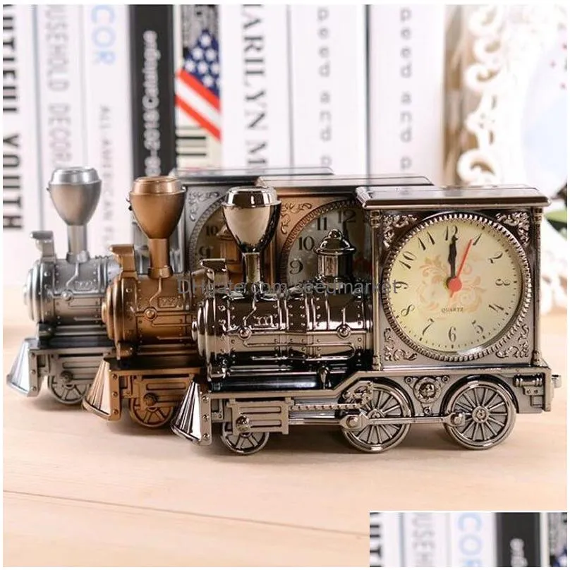 vintage retro train desk clock home decor 3 colors creative quartz clocks promotion gift with boxes