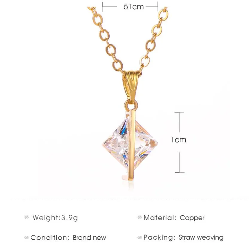 fashion  style pendant necklace copper clavicel gold silver color chain for female women gilrs ladies