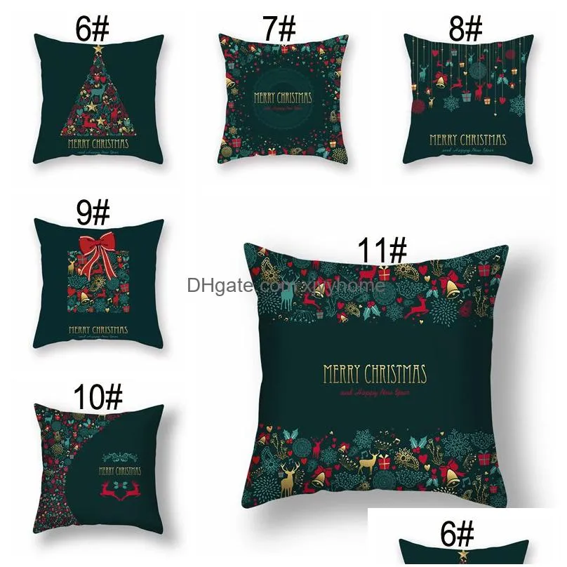 christmas red green pillow cover xmas tree elk printing pillowcase peach skin pillow cushion covers home sofa decoration bh7225 tyj