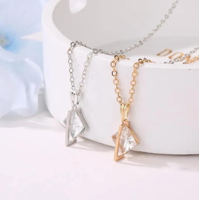fashion  style pendant necklace copper clavicel gold silver color chain for female women gilrs ladies