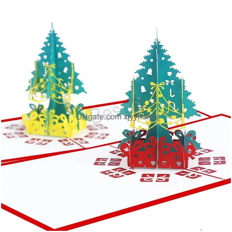 christmas 3d  up greeting cards xmas greeting paper cards christmas tree decoration postcard 3d xmas gift paper card bh0100 tqq