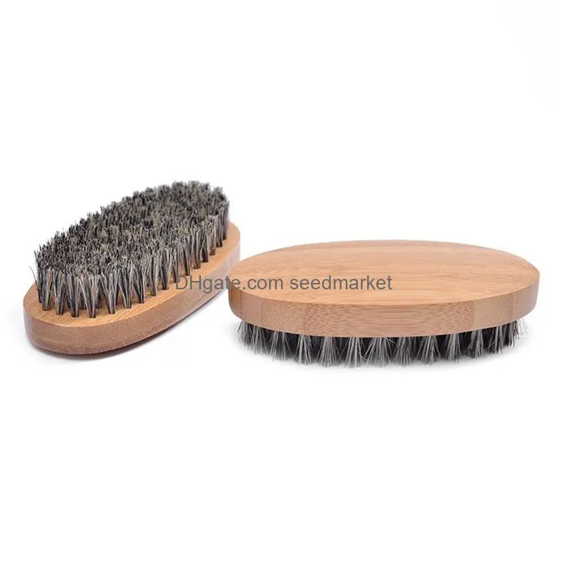 natural boar hair bristle beard mustache brush shaving comb men face massage round wood handle handmade beard brushes bh4467 dbc