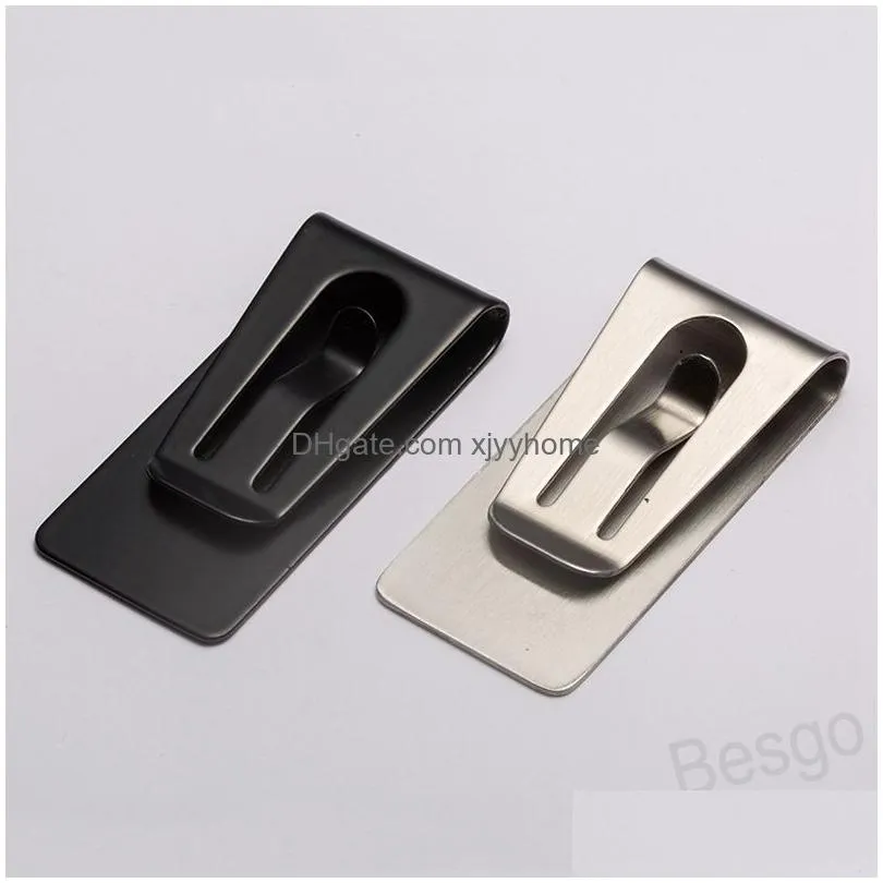 ultrathin stainless steel metal money clip business card files portable gold silver id card credit holder multifunction men gift bh5514