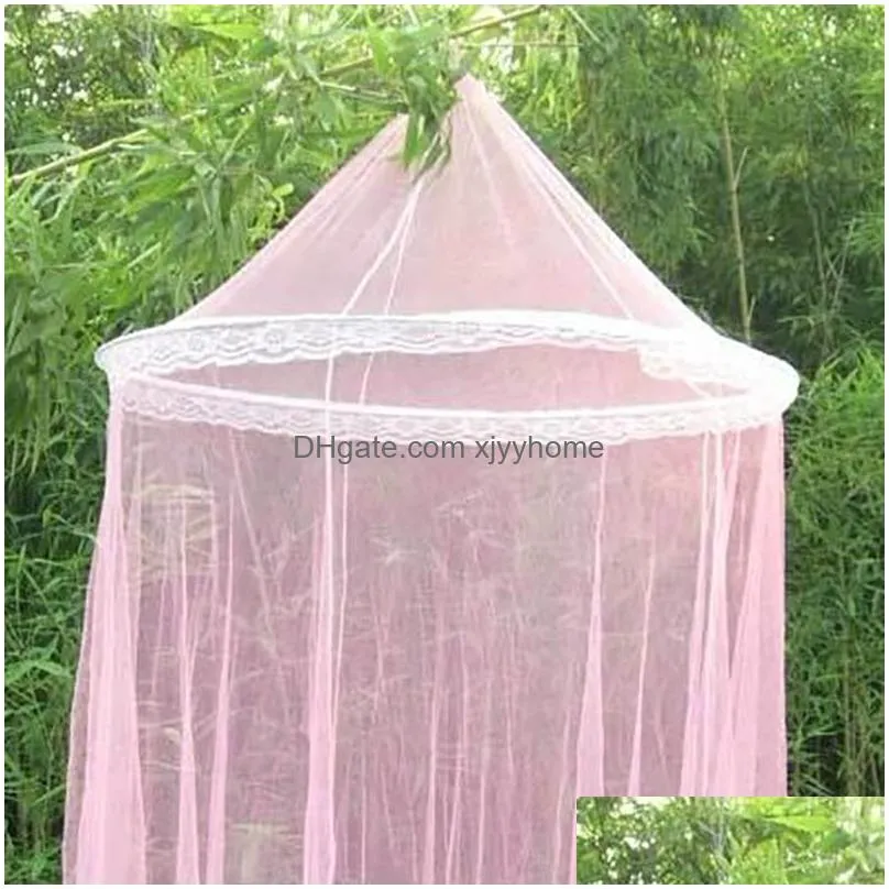 3 colors elegant round lace mosquito net insect bed canopy netting curtain dome mosquito nets home curtain room net bedding decor bh2222
