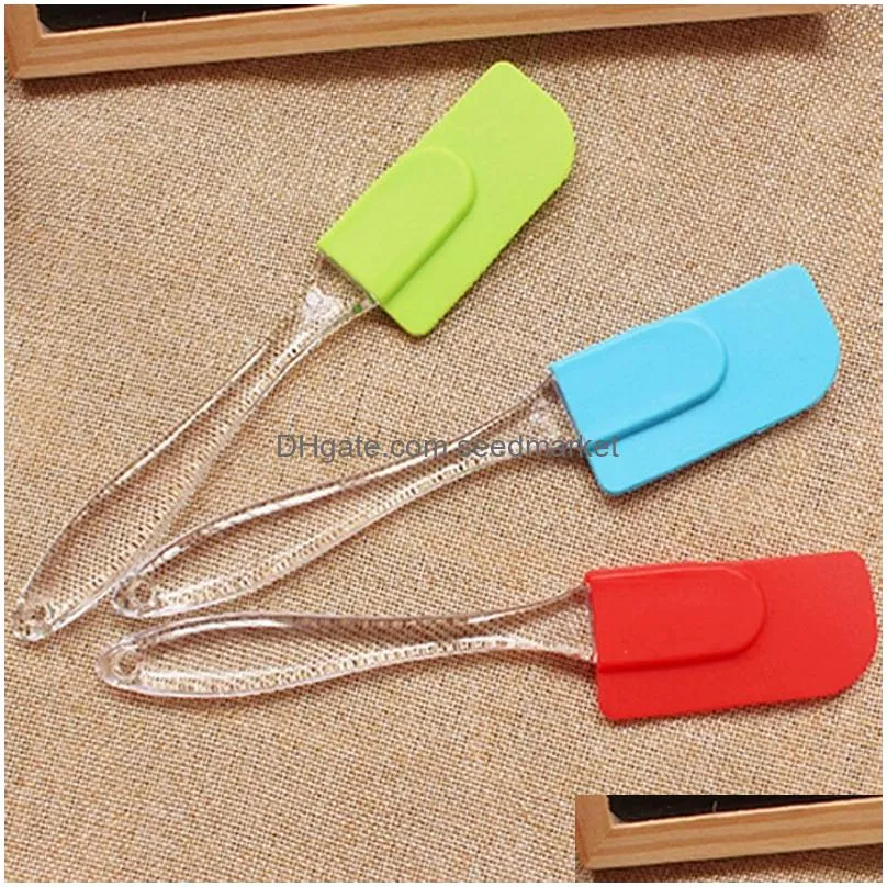 silicone cake scraper spatula tools kitchen dessert jam smear spatulas ecofriendly transparent handle baking tool butter knife bh2429