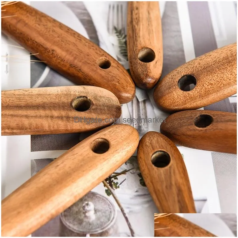 teak wood tableware spoon colander long handle wooden nonstick special cooking spatula kitchen tool utensils kitchenware gift dbc