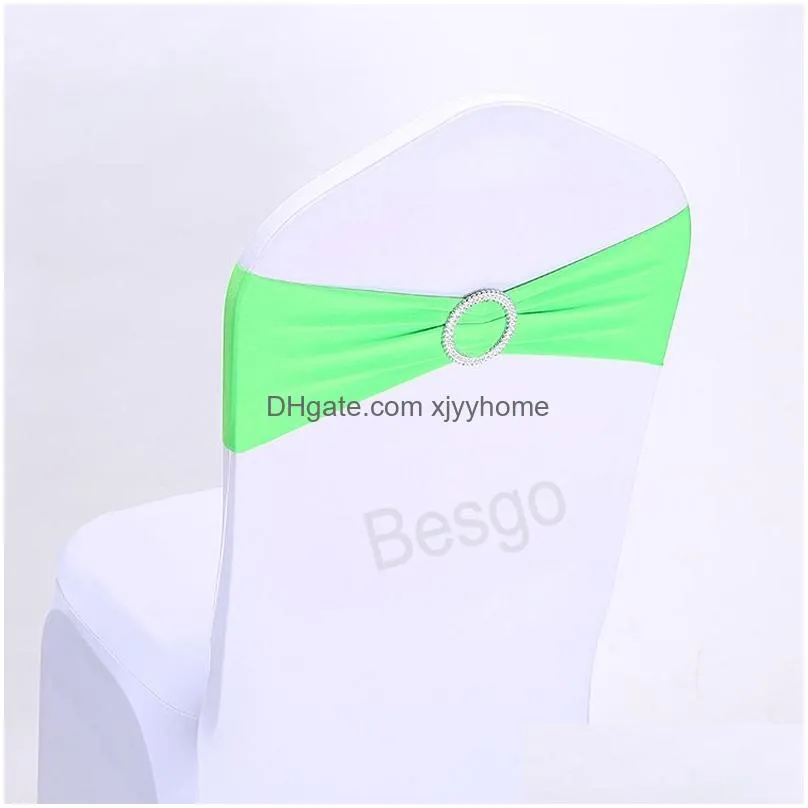 wedding chair sash bands cover bowknot elastic chairs covers birthday party seat buckle sashes hotel banquet decoration supplies bh5949