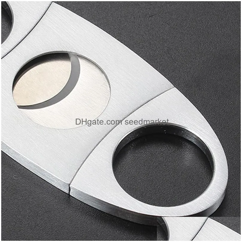 stainless steel cigar cutter knife portable small double blades cigar scissors metal cut cigar devices tools smoking accessories dbc