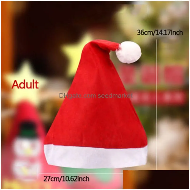 christmas decoration plush hat santa claus cosplay hats children decor caps adult red thicken cap festival party supplies bh4941 wly