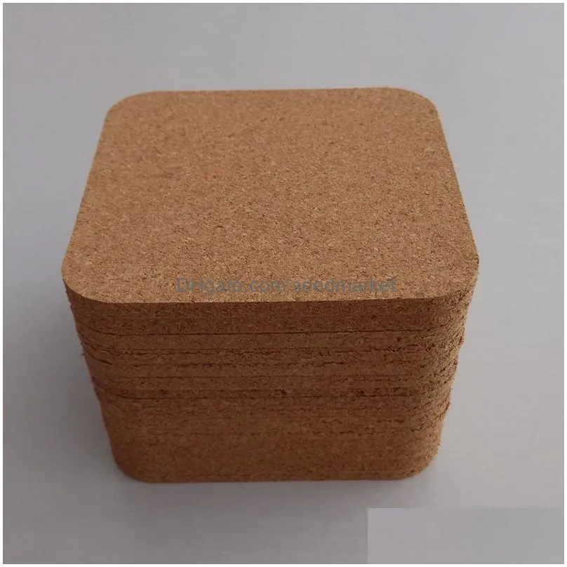 square wood coffee cup mat heat resistant cork coaster tea drink wine antislip pads table decoration water bottles coasters bh4759