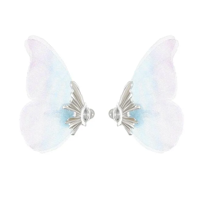 tulle butterfly ear clip female womens girls ladies ins style rhinestone stud butterfly ear bone clip fantasy earrings fashion jewelry gift