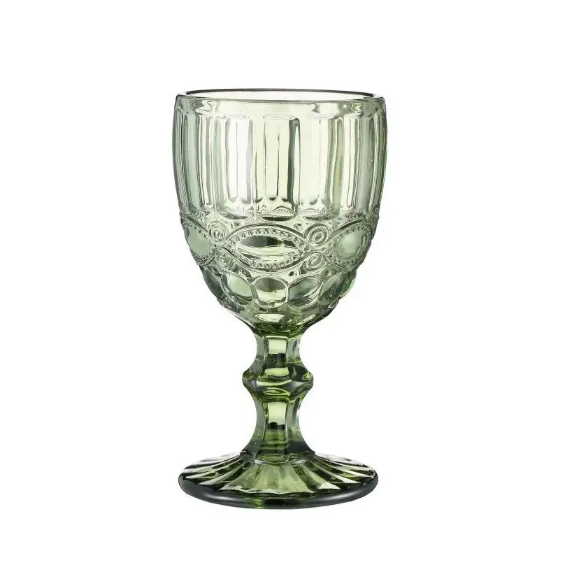 48 pieces / carton european style embossed wine glass stained glass beer goblet vintage wine glasses household juice drinking cup thickened