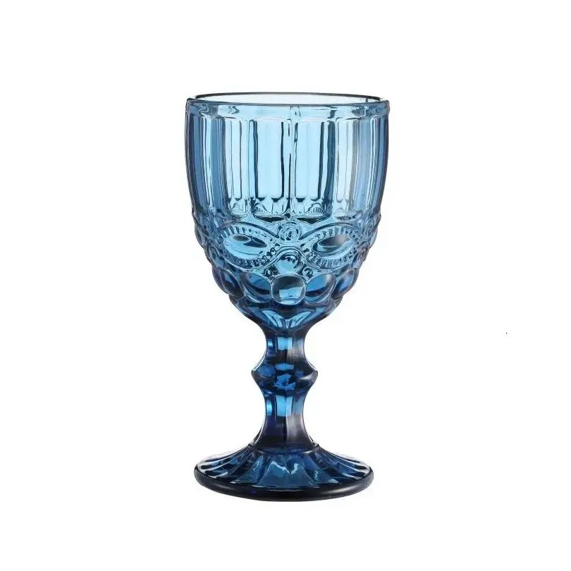 48 pieces / carton european style embossed wine glass stained glass beer goblet vintage wine glasses household juice drinking cup thickened