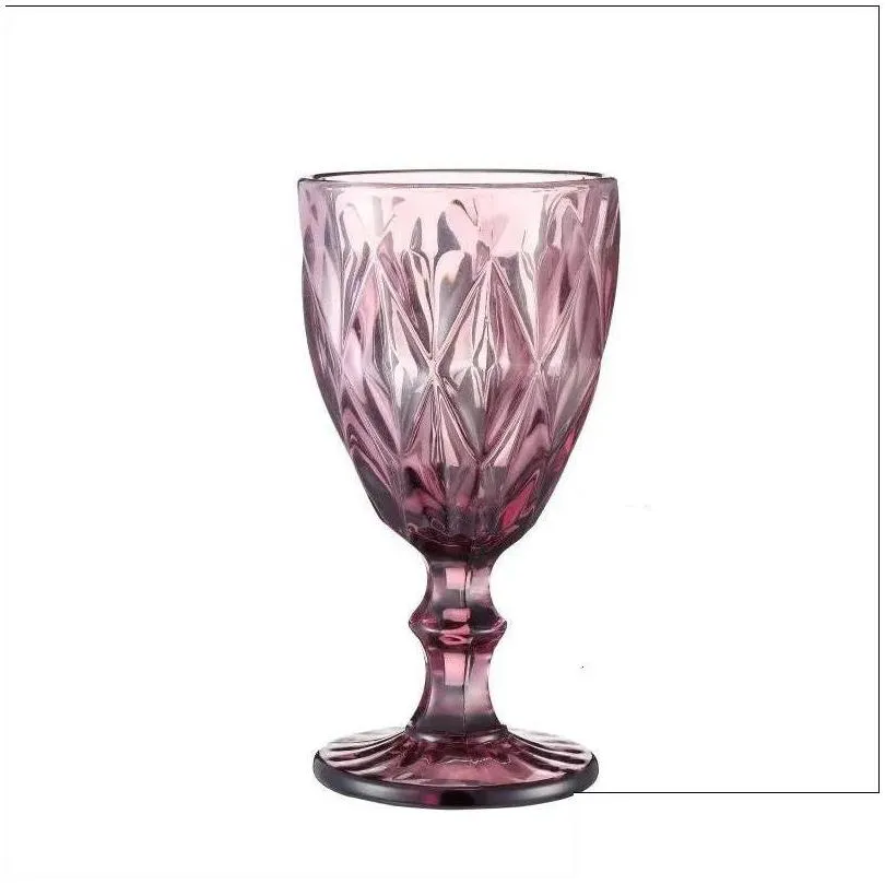 48 pieces / carton european style embossed wine glass stained glass beer goblet vintage wine glasses household juice drinking cup thickened