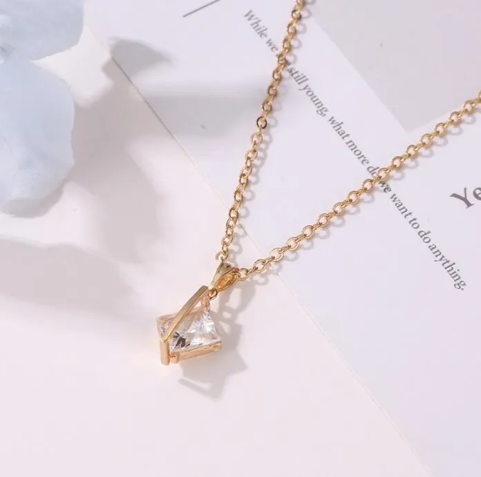 fashion  style pendant necklace copper clavicel gold silver color chain for female women gilrs ladies