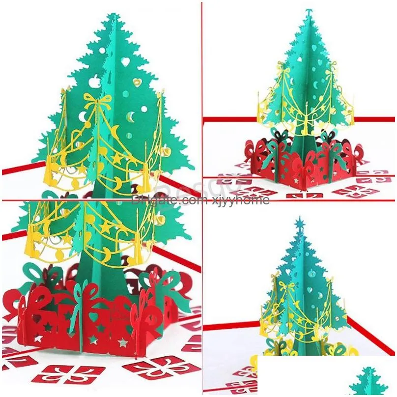 christmas 3d  up greeting cards xmas greeting paper cards christmas tree decoration postcard 3d xmas gift paper card bh0100 tqq