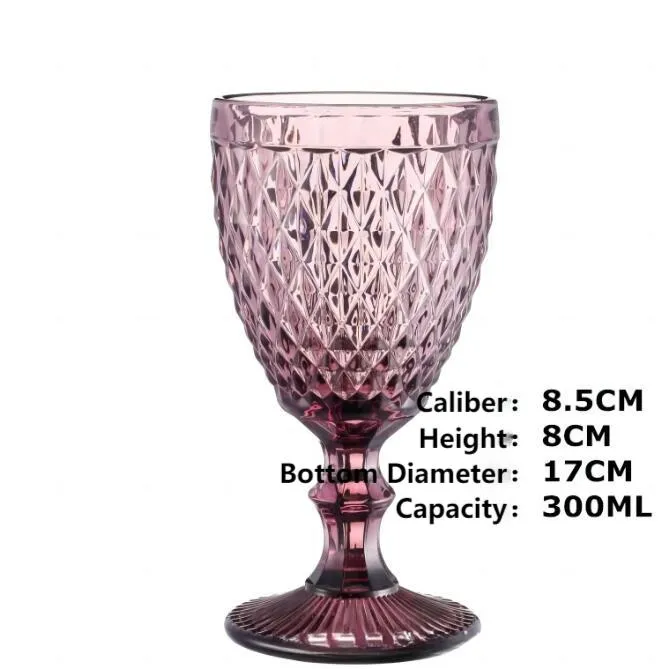 300ml embossed wine glass cup drinking cups vintage household juice champagne thickened for party goblet