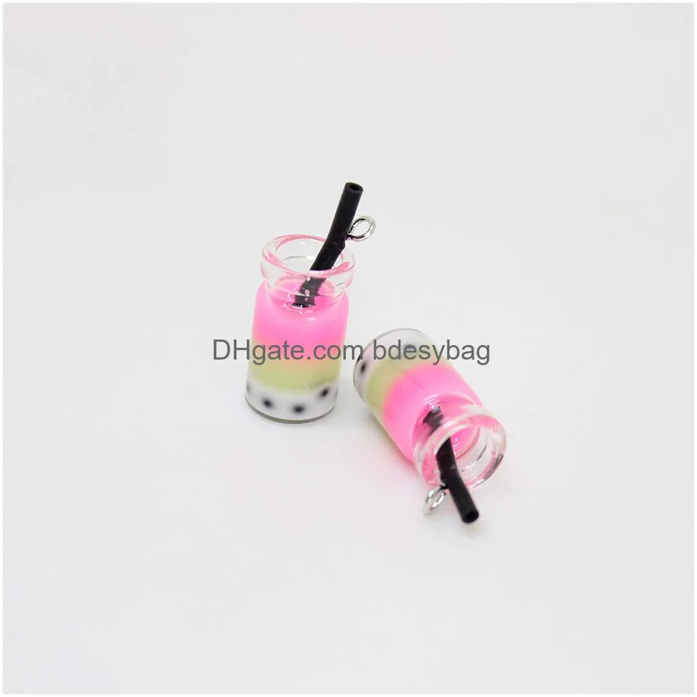 3d glass boba drink bottle glass charms for earring diy fashion jewelry accessories send in pair 28x10mm