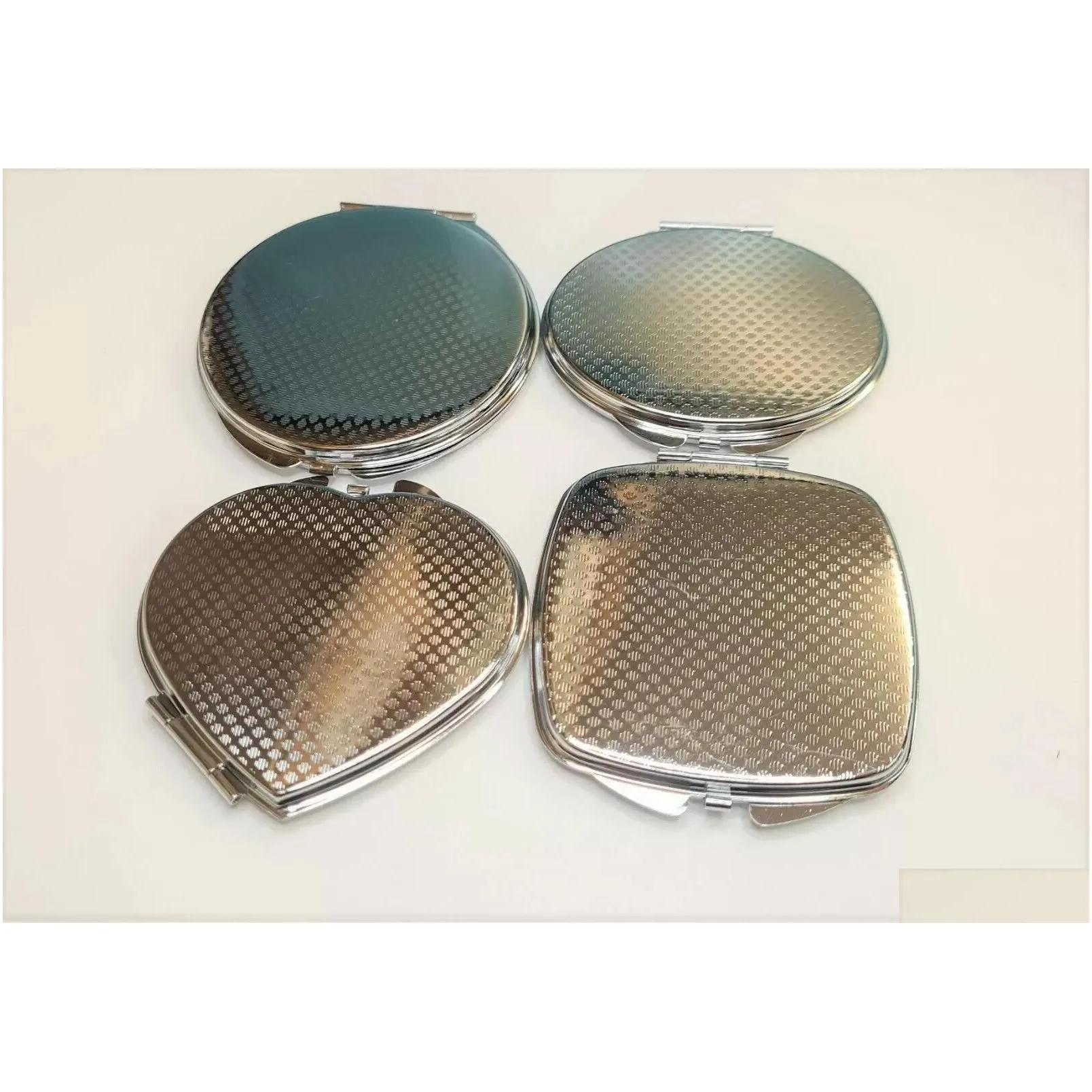 makeup mirrors portable compact mirror iron sublimation blank plated aluminum cosmetic decoration girl gift
