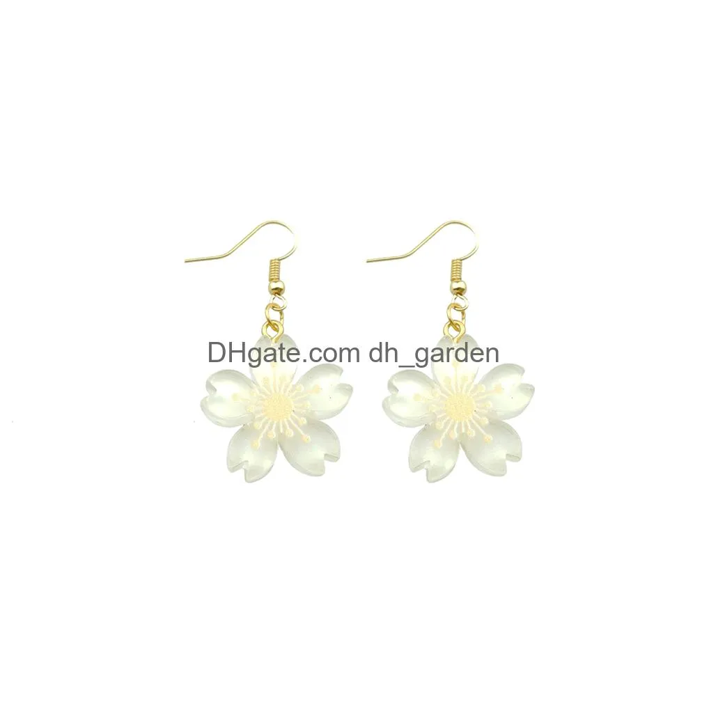 creative earring for women resin flower sakura drop earrings children handmade jewelry diy gifts