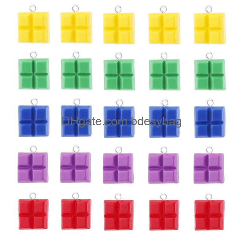 multicolor square resin game pendant charms for necklace bracelet earring keychain diy jewelry making accessories supplies