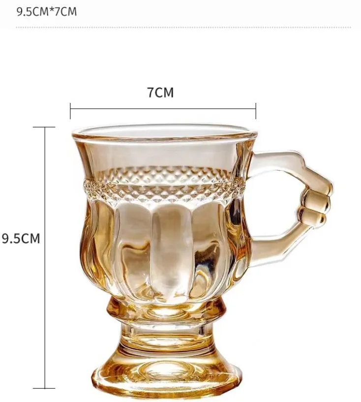 150ml retro embossed pattern amber clear color glass water cups gift creative ins wine glasses coffee cup popular